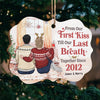 From First Kiss Till Last Breath - Personalized Custom Benelux Shaped Wood Christmas Ornament - Gift For Couple, Husband Wife, Anniversary, Engagement, Wedding, Marriage Gift, Christmas Gift