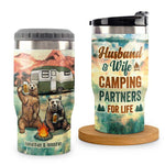 Custom Name Bear Camping Gifts for Couples - Personalized Can Cooler