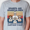 Grandpa And Grandchildren Always Heart To Heart - Personalized Unisex T-shirt, Hoodie, Sweatshirt - Gift For Grandpa, Grandparents