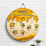 Custom Name Bee Family Gifts for Nana - Personalized Wood Sign