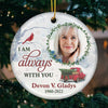 We're Never Far Apart - Personalized Custom Round Shaped Ceramic Christmas Ornament - Upload Image, Memorial Gift, Sympathy Gift, Christmas Gift