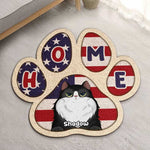 Custom Name Patriotic Cat Home Decor - Personalized Shaped Doormat