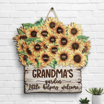 Custom Name Sunflower Garden Gifts for Grandma - Personalized Wood Sign