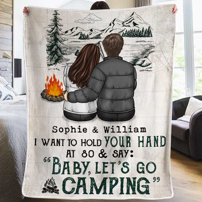 I Want To Go Camping With You At 80 - Gift For Camping Couples, Personalized Blanket