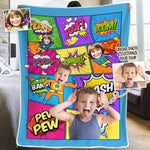 Custom Photo Superhero Comic Gifts for Kids - Personalized Blanket