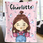 Custom Name Unicorn Gifts for Girls - Personalized Blanket