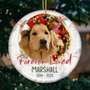 Forever Loved - Personalized Custom Round Shaped Ceramic Christmas Ornament - Upload Image, Memorial Gift, Sympathy Gift, Gift For Pet Lovers, Christmas Gift