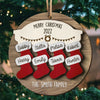 Merry Christmas Happy Family - Personalized Custom Round Shaped 2 Layered Wood Christmas Ornament - Gift For Family Member, Christmas Gift