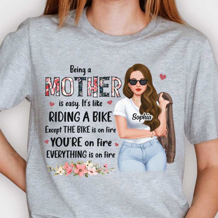 Being A Mom Is Easy, It's Like Riding A Bike - Gift For Mom, Grandma - Personalized Unisex T-shirt, Hoodie