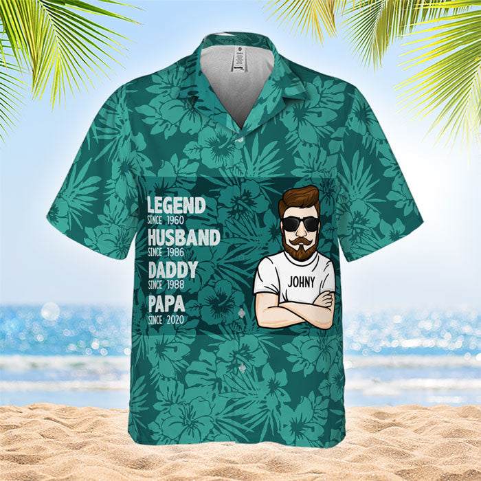 Custom Name Husband Daddy Papa Gifts for Dad - Personalized Hawaiian Shirt