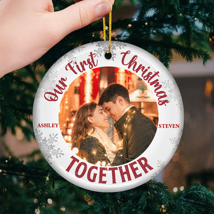 Custom Photo First Christmas Couple Gifts - Personalized Ornament