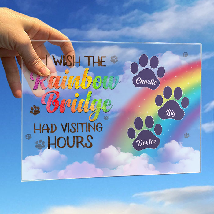 Custom Name Rainbow Bridge Memorial Pet Gifts - Personalized Acrylic Plaque