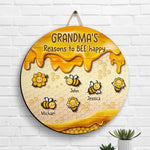 Custom Name Bee Family Gifts for Nana - Personalized Wood Sign
