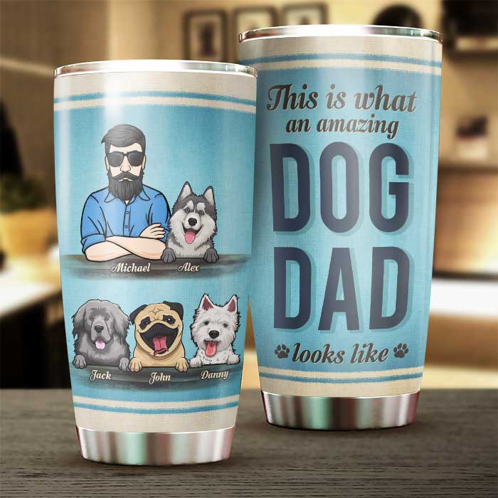 Custom Name Dog Dad Gifts for Men - Personalized Tumbler