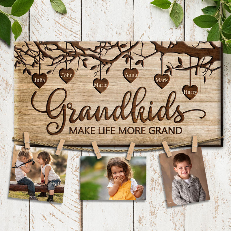 Custom Photo Grandkids Gifts for Grandparents - Personalized Photo Display Board