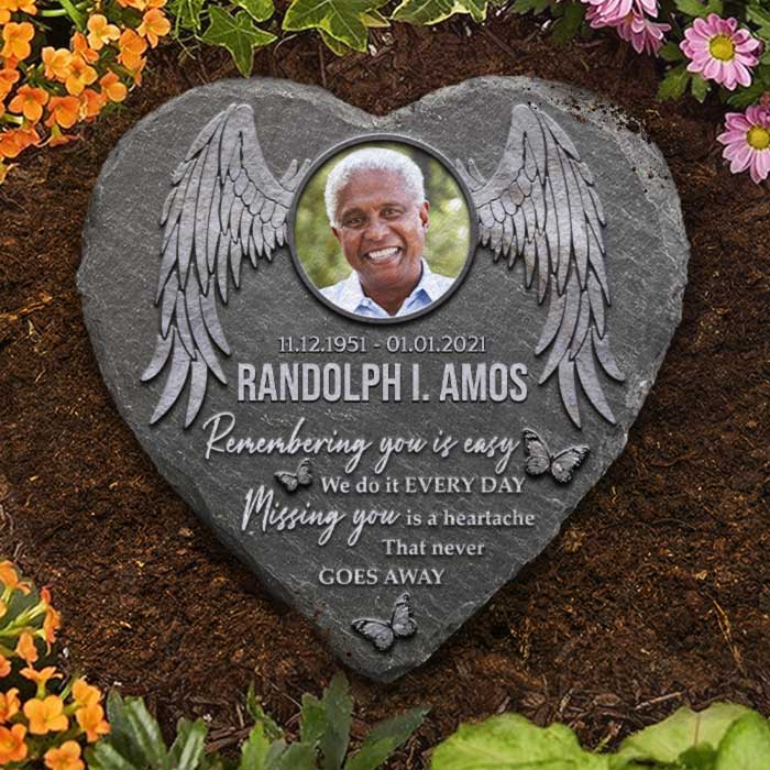 Custom Photo Angel Memorial Decor - Personalized Memorial Stone