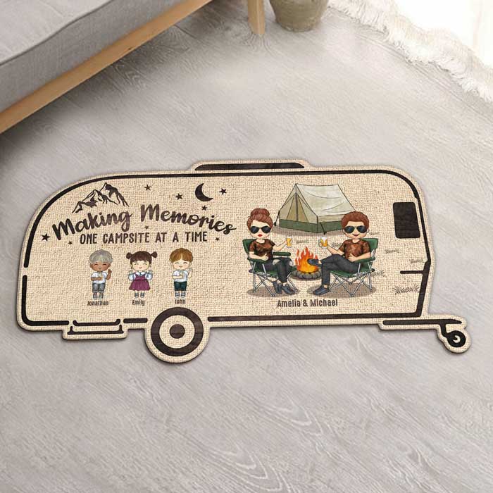 Custom Family Camping Gifts - Personalized Shaped Doormat