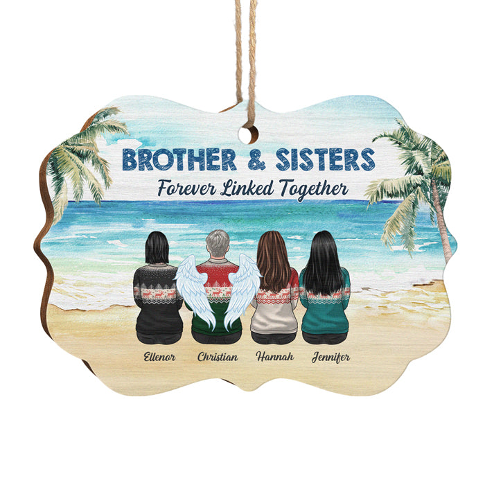 Brothers & Sisters Forever Linked Together - Personalized Custom Benelux Shaped Wood Christmas Ornament - Gift For Siblings, Christmas Gift