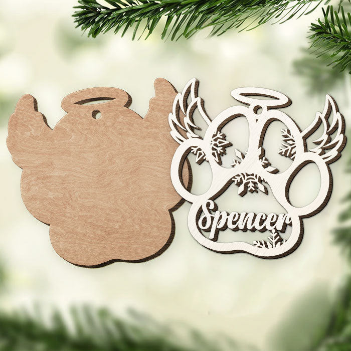 My Beloved Fur Baby - Personalized Custom Paw Shaped 2 Layered Wood Christmas Ornament - Memorial Gift, Sympathy Gift, Christmas Gift