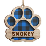 Custom Name Buffalo Plaid Paw Print Christmas Gifts for Dog Lovers - Personalized Ornament