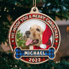 Woof You A Merry Christmas - Personalized Custom Round Shaped Wood Photo Christmas Ornament - Upload Image, Gift For Pet Lovers, Christmas Gift