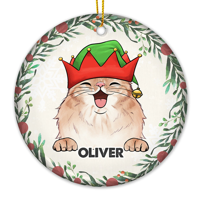 Custom Name Christmas Cat Gifts for Cat Lovers - Personalized Ornament