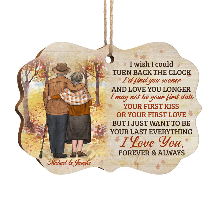 I Wish I Could Turn Back The Clock - Personalized Custom Benelux Shaped Wood Christmas Ornament - Gift For Couple, Husband Wife, Anniversary, Engagement, Wedding, Marriage Gift, Christmas Gift