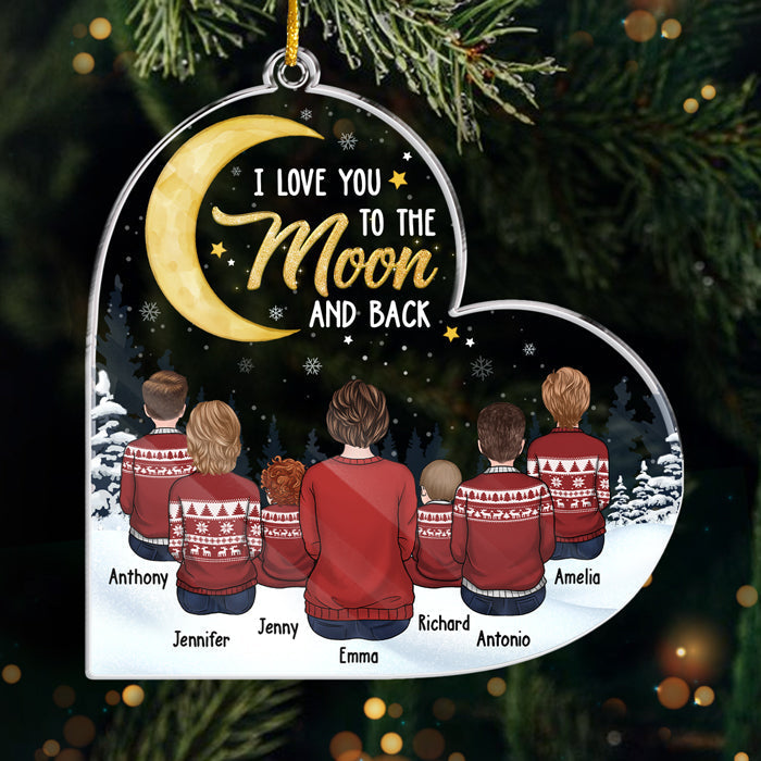 I Love You To The Moon And Back - Personalized Custom Heart Shaped Acrylic Christmas Ornament - Gift For Grandma, Grandparents, Christmas Gift