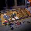 A Wicked Witch & A Handsome Devil Live Here With Their Lil Monsters - Personalized Decorative Mat - Gift For Couple, Husband Wife, Halloween Gift