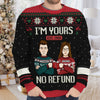 We Belong To Each Other, No Refund - Personalized Custom Unisex Ugly Christmas Sweatshirt, Wool Sweatshirt, All-Over-Print Sweatshirt - Gift For Couple, Husband Wife, Anniversary, Engagement, Wedding, Marriage Gift, Christmas Gift