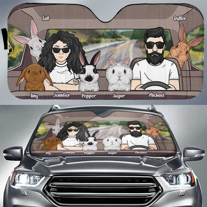 Custom Name Rabbit Family Gifts - Personalized Auto Sunshade