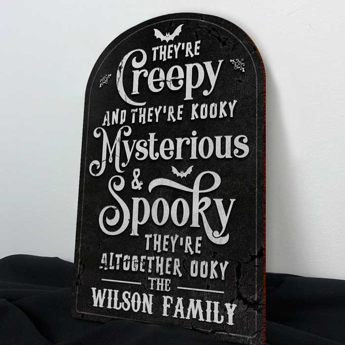 Spooky Addams Family Halloween Decor - Wood Sign