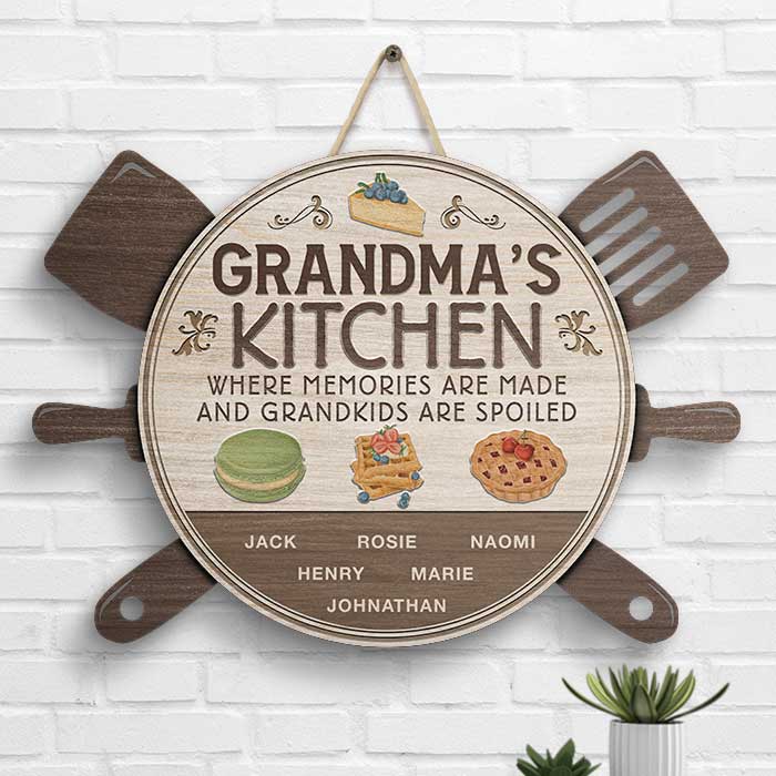 Grandma’s Kitchen Where Memories Are Made And Grandkids Are Spoiled - Personalized Shaped Wood Sign - Gift For Grandma, Grandparents