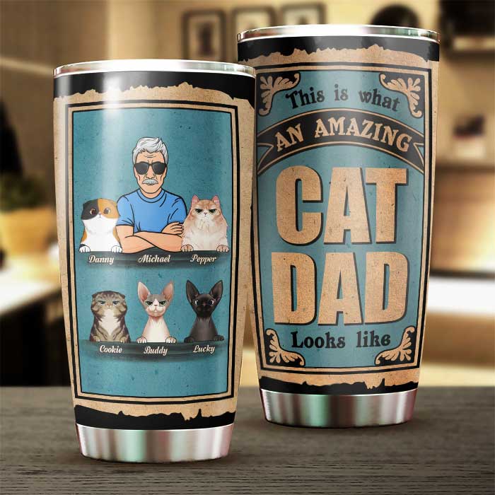 An Amazing Cat Dad - Personalized Tumbler - Gift For Dad