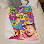 Custom Photo Superhero Comic Gifts for Kids - Personalized Blanket