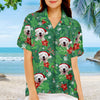 Christmas Floral Pattern - Dog & Cat Personalized Custom Unisex Hawaiian Shirt - Upload Image, Dog Face, Cat Face - Summer Vacation Gift, Gift For Pet Owners, Pet Lovers