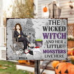Custom Name Wicked Witch Halloween Decor - Personalized Metal Sign