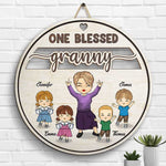 Custom Name One Blessed Grandma Gifts - Personalized Wood Sign