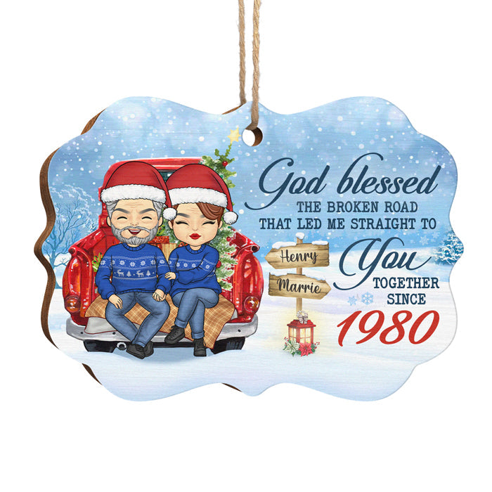 That Led Me Straight To You - Personalized Custom Benelux Shaped Wood Christmas Ornament - Gift For Couple, Husband Wife, Anniversary, Engagement, Wedding, Marriage Gift, Christmas Gift