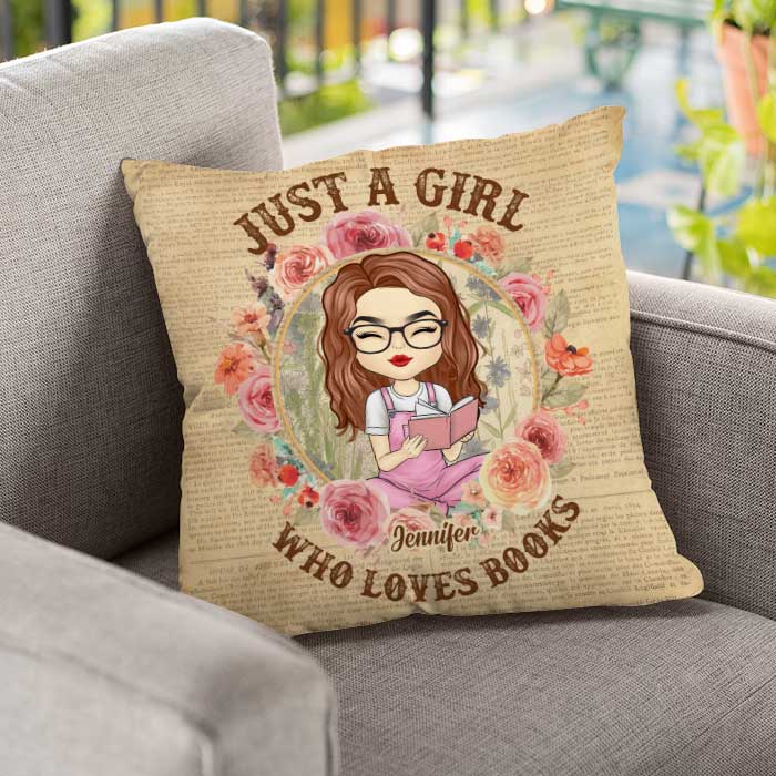 Custom Name Book Lover Gifts for Girls - Personalized Pillow