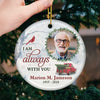 We're Never Far Apart - Personalized Custom Round Shaped Ceramic Christmas Ornament - Upload Image, Memorial Gift, Sympathy Gift, Christmas Gift