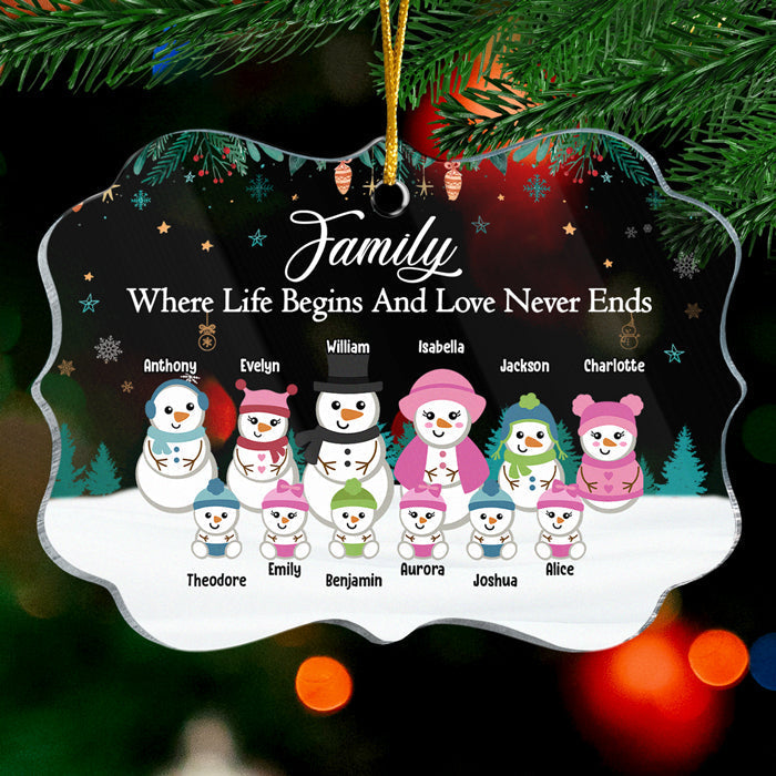 Family Where Life Begins - Personalized Custom Benelux Shaped Acrylic Christmas Ornament - Gift For Family, Christmas Gift