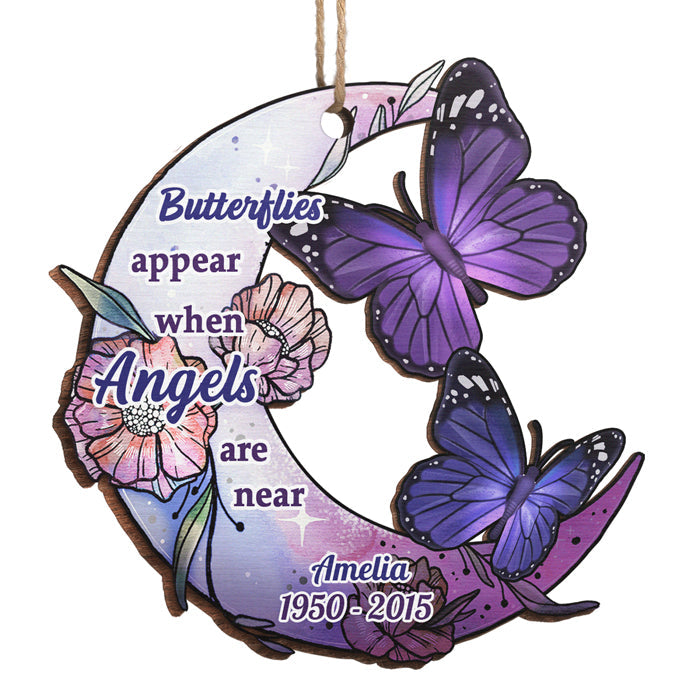 Butterflies Appear When Angels Are Near - Personalized Custom Wood Shaped Christmas Ornament - Memorial Gift, Sympathy Gift, Christmas Gift