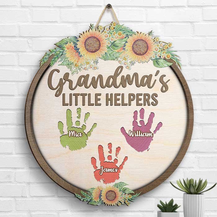 Custom Name Grandma's Little Helpers Gifts for Grandma - Personalized Wood Sign