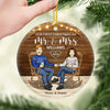 Our First Christmas As Mr. & Mrs. - Personalized Custom Round Shaped Ceramic Christmas Ornament - Gift For Couple, Husband Wife, Anniversary, Engagement, Wedding, Marriage Gift, Christmas Gift