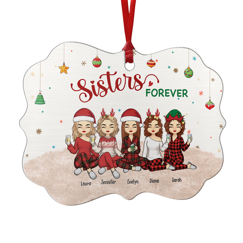 We're Besties Forever - Bestie Personalized Custom Ornament - Aluminum Benelux Shaped - Christmas Gift For Best Friends, BFF, Sisters