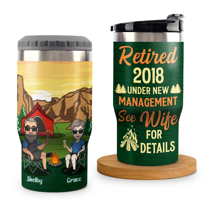 Working Full Time Spoiling My Wife - Personalized Can Cooler - Gift For Couples, Gift For Camping Lovers