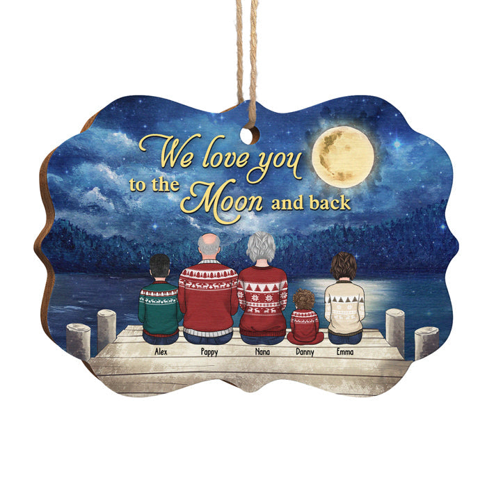 We Love You To The Moon And Back - Personalized Custom Benelux Shaped Wood Christmas Ornament - Gift For Grandparents, Christmas Gift