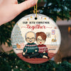Another Joyous Christmas Together - Personalized Custom Round Shaped Ceramic Christmas Ornament - Gift For Couple, Husband Wife, Anniversary, Engagement, Wedding, Marriage Gift, Christmas Gift