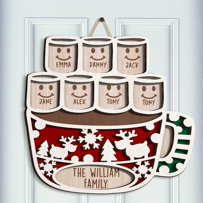 Hot Cocoa And Marshmallow Make Christmas So Nice - Personalized Custom Wood Shaped Christmas Sign, 2 Layers Sign - Gift For Family, Christmas Gift